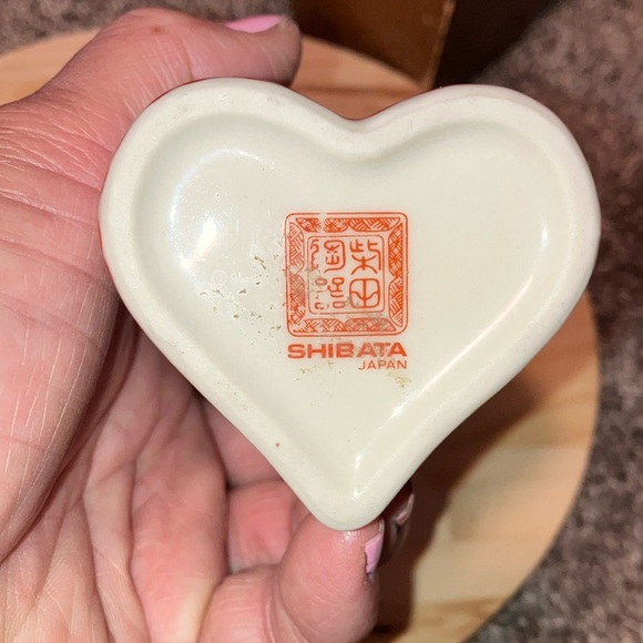 SHIBATA Japan Heart Shape Vase Birds & Flowers 6” Tall Colorful VINTAGE - Picture 2 of 7